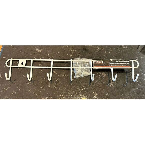 Wire Hook Racks and Hardware, Wall Mount, White Metal Hanging Organizer - Picture 1 of 3